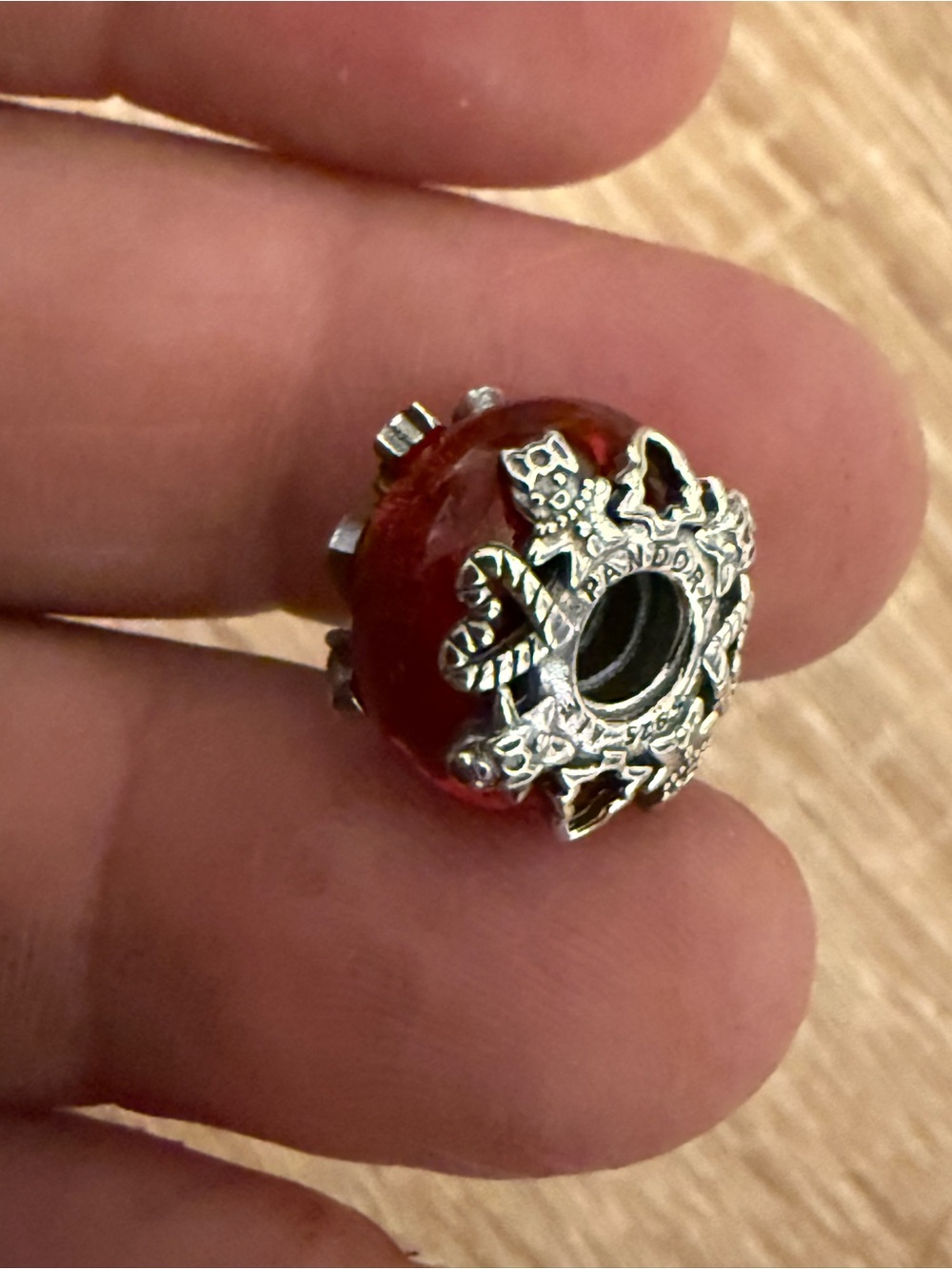 Pandora Red Glass Holiday Dangle Charm